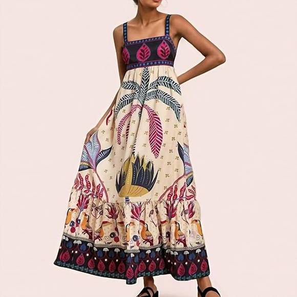 NEW SUNDAYUP tropical getaway maxi dress in multicolor print - Picture 1 of 3